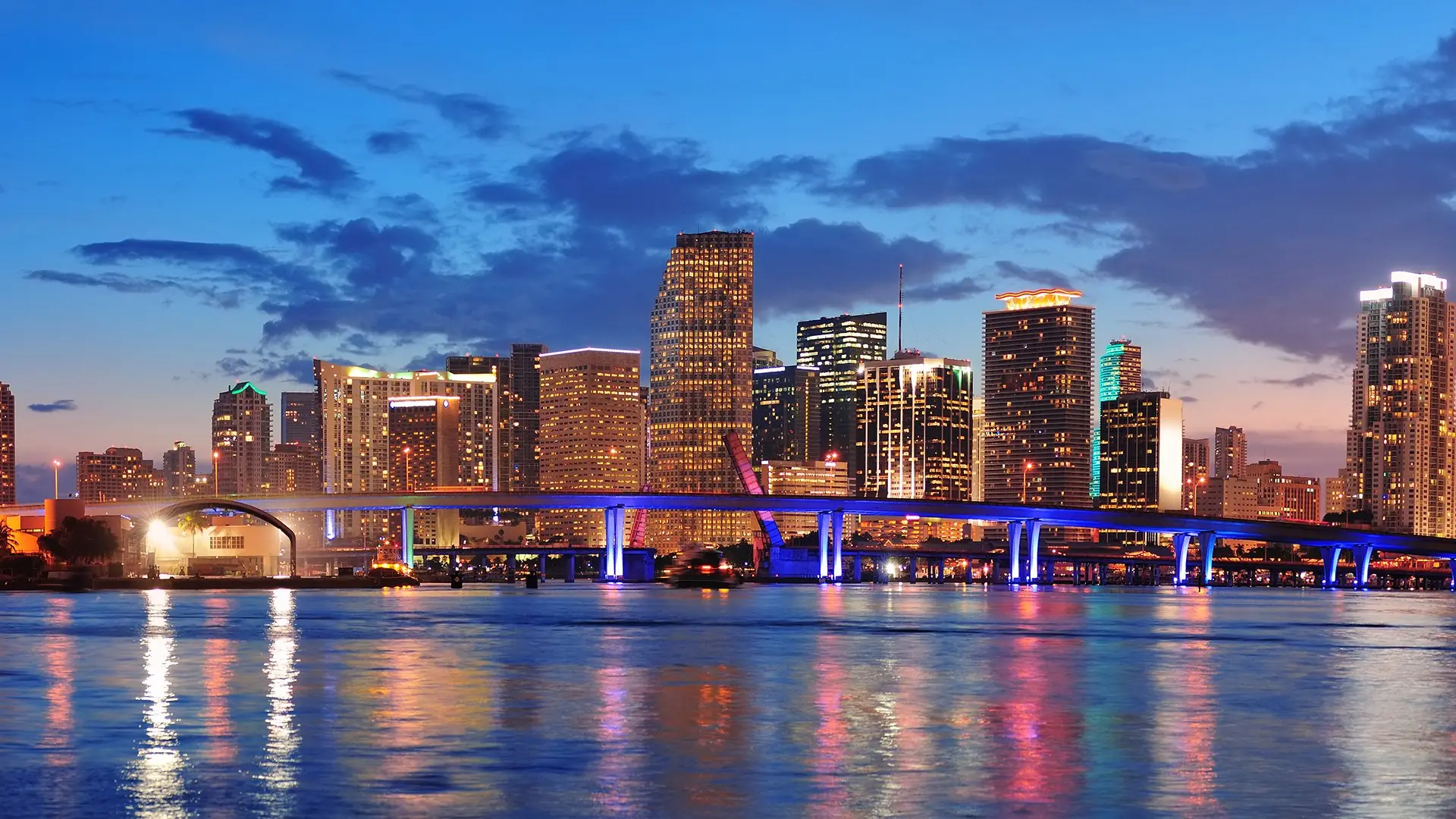 Miami skyline at night